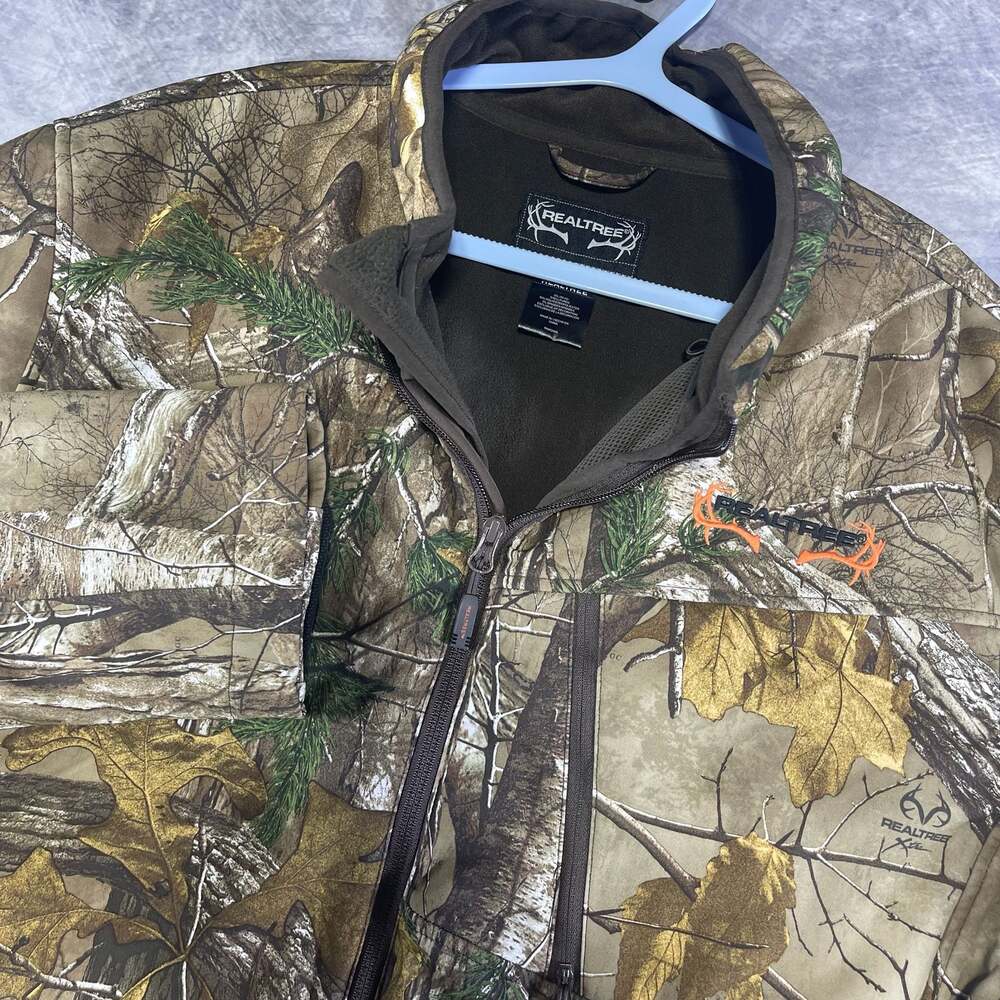 Realtree Camo Full-Zip Soft Shell Hunting Jacket 2XL Windproof Water Resistant
